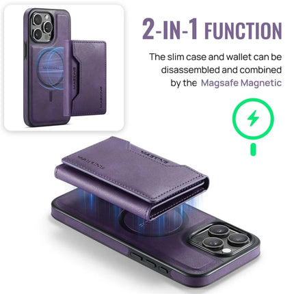 MAGKING K2 Series For iPhone 13 Pro Max Case Compatible with MagSafe PC+TPU+PU Leather RFID Blocking Phone Cover with Wallet
