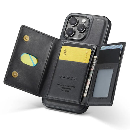 MAGKING K2 Series For iPhone 13 Pro Max Case Compatible with MagSafe PC+TPU+PU Leather RFID Blocking Phone Cover with Wallet