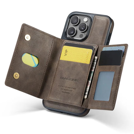 MAGKING K2 Series For iPhone 13 Pro Max Case Compatible with MagSafe PC+TPU+PU Leather RFID Blocking Phone Cover with Wallet