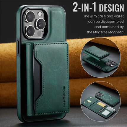 MAGKING K2 Series For iPhone 16 Pro Max Case Compatible with MagSafe PC+TPU+PU Leather RFID Blocking Phone Cover with Wallet
