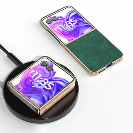 For Motorola Razr 50 Ultra 5G Case Electroplating PU+PC Shockproof Phone Cover