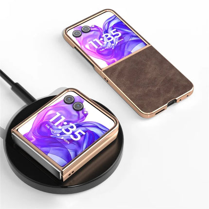 For Motorola Razr 50 Ultra 5G Case Electroplating PU+PC Shockproof Phone Cover