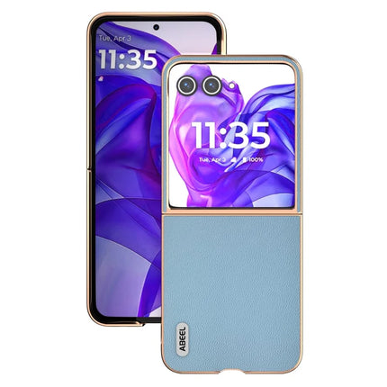 ABEEL For Motorola Razr 50 Ultra 5G Case Electroplating Genuine Cow Leather PC Phone Cover