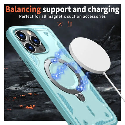 For iPhone 15 Pro Max Case Compatible with MagSafe Military Protection PC+TPU Kickstand Phone Cover