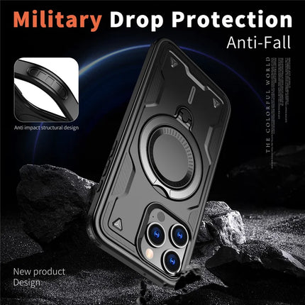 For iPhone 15 Pro Max Case Compatible with MagSafe Military Protection PC+TPU Kickstand Phone Cover