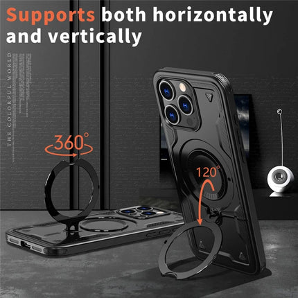 For iPhone 15 Pro Max Case Compatible with MagSafe Military Protection PC+TPU Kickstand Phone Cover