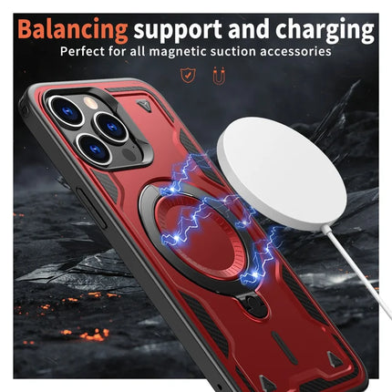 For iPhone 15 Pro Max Case Compatible with MagSafe Military Protection PC+TPU Kickstand Phone Cover