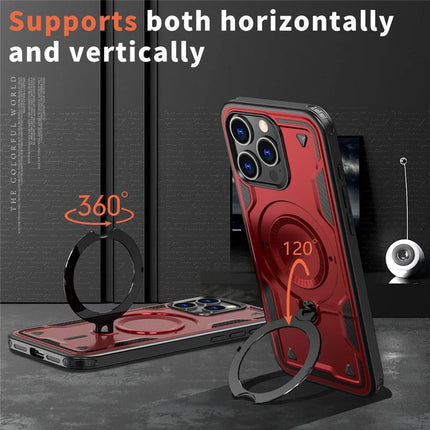 For iPhone 15 Pro Max Case Compatible with MagSafe Military Protection PC+TPU Kickstand Phone Cover