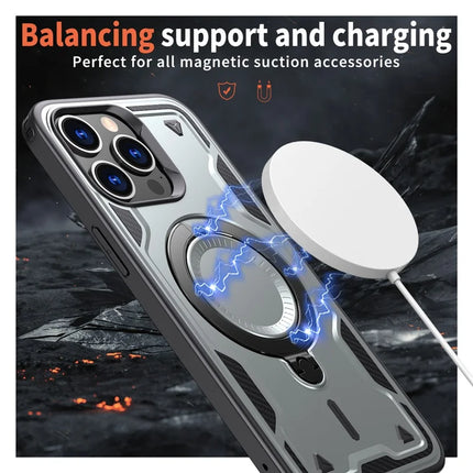 For iPhone 15 Pro Max Case Compatible with MagSafe Military Protection PC+TPU Kickstand Phone Cover