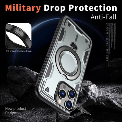 For iPhone 15 Pro Max Case Compatible with MagSafe Military Protection PC+TPU Kickstand Phone Cover