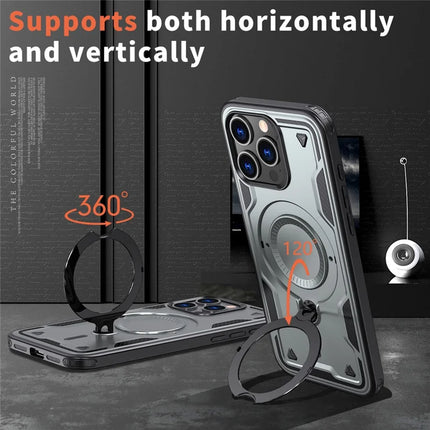 For iPhone 15 Pro Max Case Compatible with MagSafe Military Protection PC+TPU Kickstand Phone Cover