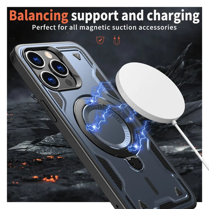 For iPhone 15 Pro Max Case Compatible with MagSafe Military Protection PC+TPU Kickstand Phone Cover