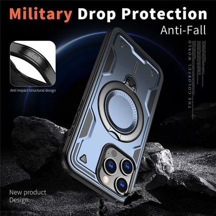 For iPhone 15 Pro Max Case Compatible with MagSafe Military Protection PC+TPU Kickstand Phone Cover