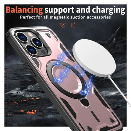 For iPhone 15 Pro Max Case Compatible with MagSafe Military Protection PC+TPU Kickstand Phone Cover