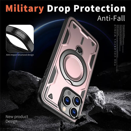 For iPhone 15 Pro Max Case Compatible with MagSafe Military Protection PC+TPU Kickstand Phone Cover