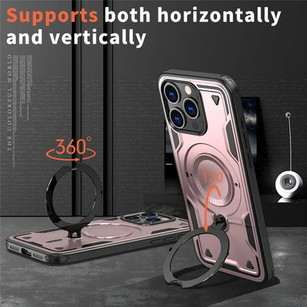 For iPhone 15 Pro Max Case Compatible with MagSafe Military Protection PC+TPU Kickstand Phone Cover