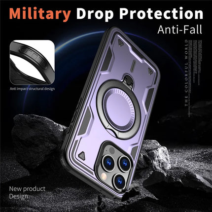 For iPhone 15 Pro Max Case Compatible with MagSafe Military Protection PC+TPU Kickstand Phone Cover