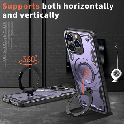 For iPhone 15 Pro Max Case Compatible with MagSafe Military Protection PC+TPU Kickstand Phone Cover