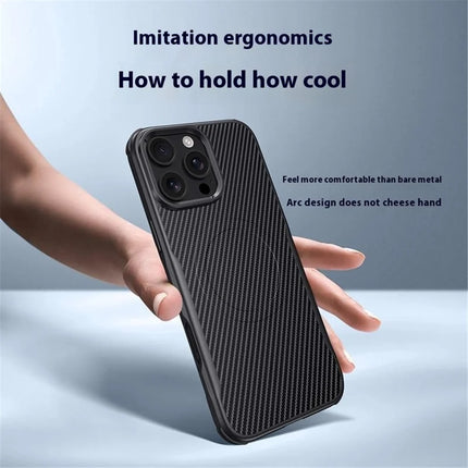 For iPhone 16 Pro Max Case Compatible with MagSafe Carbon Fiber Texture Leather Coated PC+Silicone Protective Cover