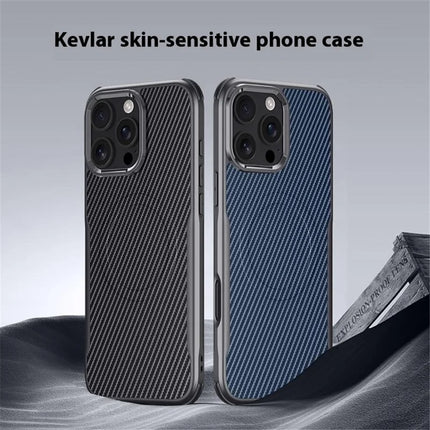 For iPhone 16 Pro Max Case Compatible with MagSafe Carbon Fiber Texture Leather Coated PC+Silicone Protective Cover