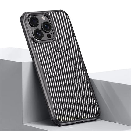 ShopCaseCart Magnetic iPhone 15 Pro Max Protective cover Compatible with MagSafe Carbon Fiber Texture Leather Coated PC+Silicone Protective Guard