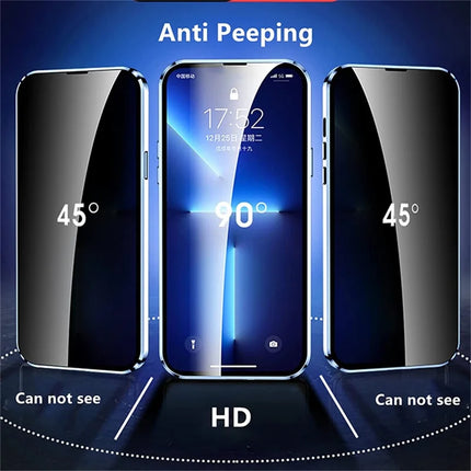 For iPhone 16 Pro Max Case Anti-Spy Double-Sided Tempered Glass+Magnetic Metal Frame Phone Cover