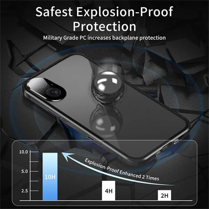 For iPhone 16 Plus Case Anti-Spy Double-Sided Tempered Glass+Magnetic Metal Frame Phone Cover