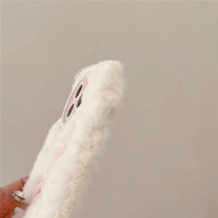 For iPhone 16 Pro Max Case Snake Design Pearl Accents Furry TPU Warm Phone Cover
