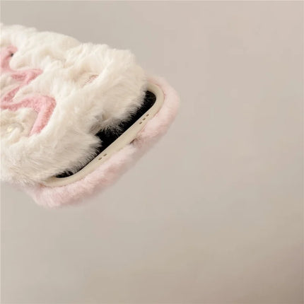 For iPhone 16 Pro Max Case Snake Design Pearl Accents Furry TPU Warm Phone Cover