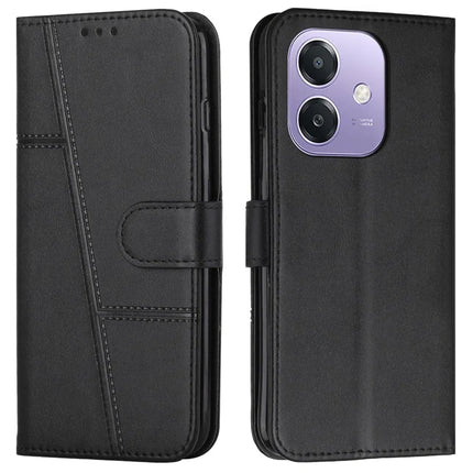 For Oppo A3x 4G / 5G (India) / A3 4G / 5G / A40 4G / A60 5G Case Stand Flip Protective Leather Phone Cover - Black
