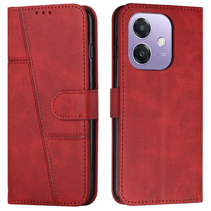 For Oppo A3x 4G / 5G (India) / A3 4G / 5G / A40 4G / A60 5G Case Stand Flip Protective Leather Phone Cover - Red