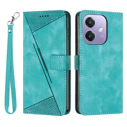 For Oppo A3x 4G / 5G (India) / A3 4G / 5G / A40 4G / A60 5G Case Handbag Imprinted Triangle Leather Phone Cover - Green