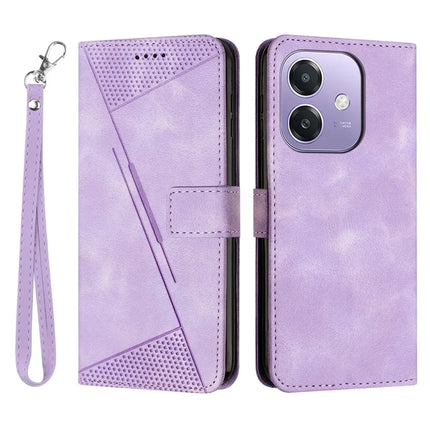 For Oppo A3x 4G / 5G (India) / A3 4G / 5G / A40 4G / A60 5G Case Handbag Imprinted Triangle Leather Phone Cover - Purple
