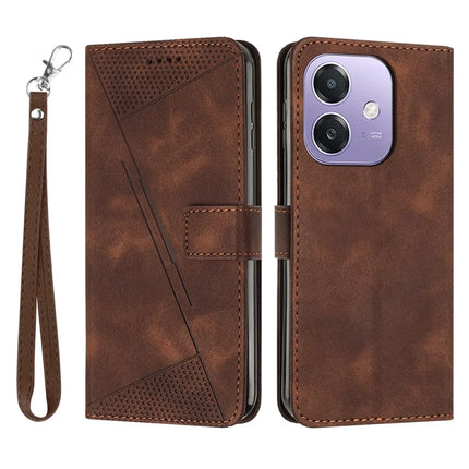 For Oppo A3x 4G / 5G (India) / A3 4G / 5G / A40 4G / A60 5G Case Handbag Imprinted Triangle Leather Phone Cover - Brown