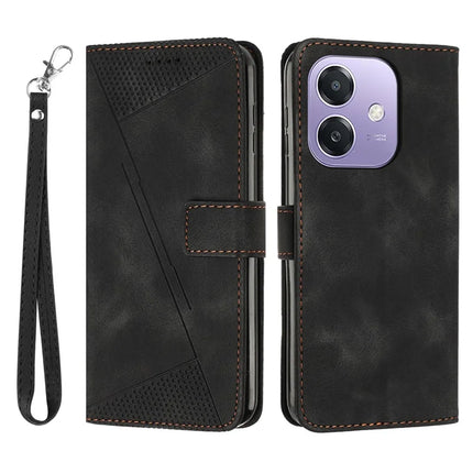 For Oppo A3x 4G / 5G (India) / A3 4G / 5G / A40 4G / A60 5G Case Handbag Imprinted Triangle Leather Phone Cover - Black