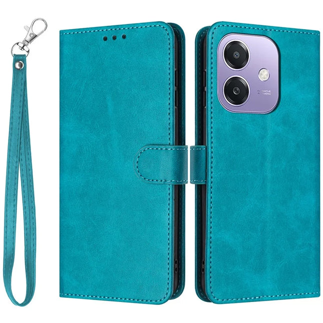 Stand Phone Case For Oppo A3x 4G / 5G (India) / A3 4G / 5G / A40 4G / A60 5G PU Leather Wallet Cover Calf Texture - Green