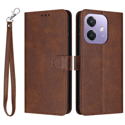 Stand Phone Case For Oppo A3x 4G / 5G (India) / A3 4G / 5G / A40 4G / A60 5G PU Leather Wallet Cover Calf Texture - Brown