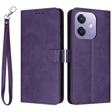Stand Phone Case For Oppo A3x 4G / 5G (India) / A3 4G / 5G / A40 4G / A60 5G PU Leather Wallet Cover Calf Texture - Purple