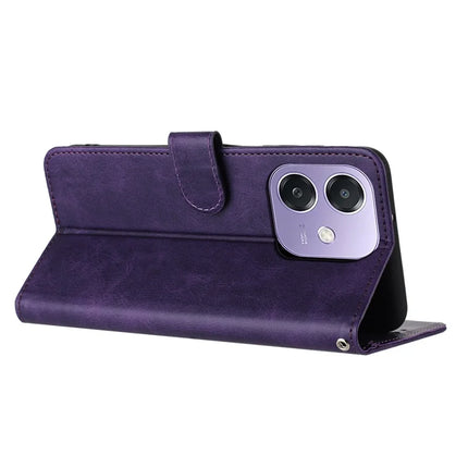 Stand Phone Case For Oppo A3x 4G / 5G (India) / A3 4G / 5G / A40 4G / A60 5G PU Leather Wallet Cover Calf Texture