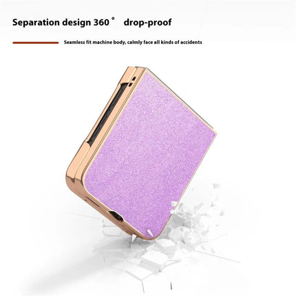 For Motorola Razr 50 5G Case Electroplating Phone Cover Glitter Surface Design PU+TPU Protective Case
