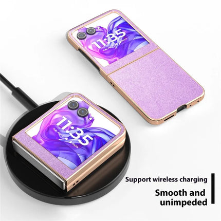For Motorola Razr 50 5G Case Electroplating Phone Cover Glitter Surface Design PU+TPU Protective Case