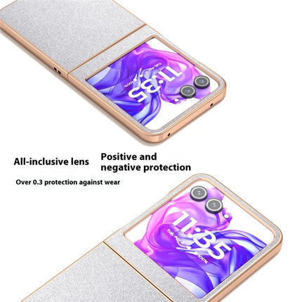 For Motorola Razr 50 5G Case Electroplating Phone Cover Glitter Surface Design PU+TPU Protective Case