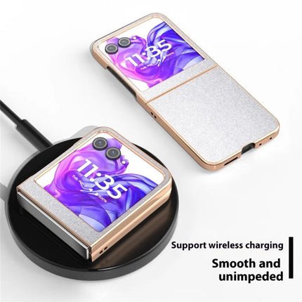 For Motorola Razr 50 5G Case Electroplating Phone Cover Glitter Surface Design PU+TPU Protective Case
