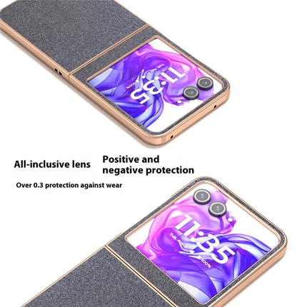 For Motorola Razr 50 5G Case Electroplating Phone Cover Glitter Surface Design PU+TPU Protective Case