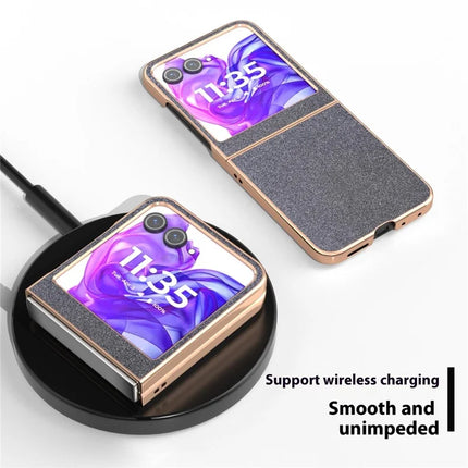 For Motorola Razr 50 5G Case Electroplating Phone Cover Glitter Surface Design PU+TPU Protective Case