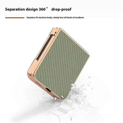 For Motorola Razr 50 5G Case Electroplating Phone Cover Carbon Fiber Texture PU+TPU Protective Case
