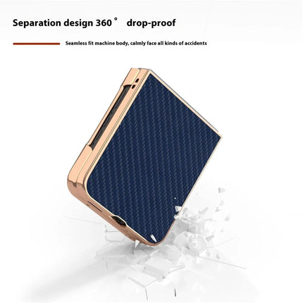 For Motorola Razr 50 5G Case Electroplating Phone Cover Carbon Fiber Texture PU+TPU Protective Case