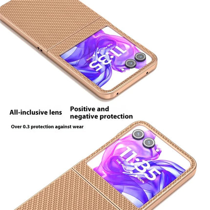 For Motorola Razr 50 5G Case Electroplating Phone Cover Carbon Fiber Texture PU+TPU Protective Case