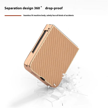 For Motorola Razr 50 5G Case Electroplating Phone Cover Carbon Fiber Texture PU+TPU Protective Case