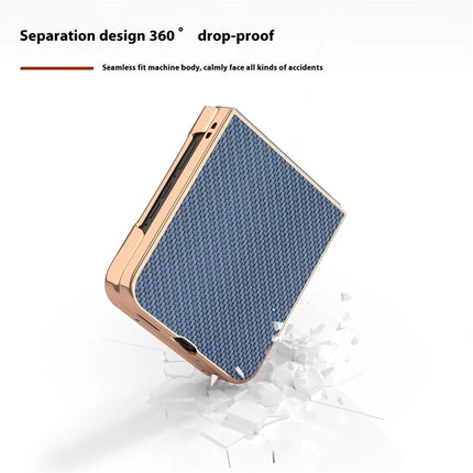 For Motorola Razr 50 5G Case Electroplating Phone Cover Carbon Fiber Texture PU+TPU Protective Case